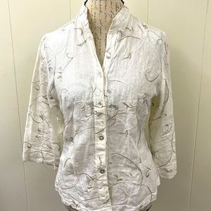 Blitz embroidered linen top